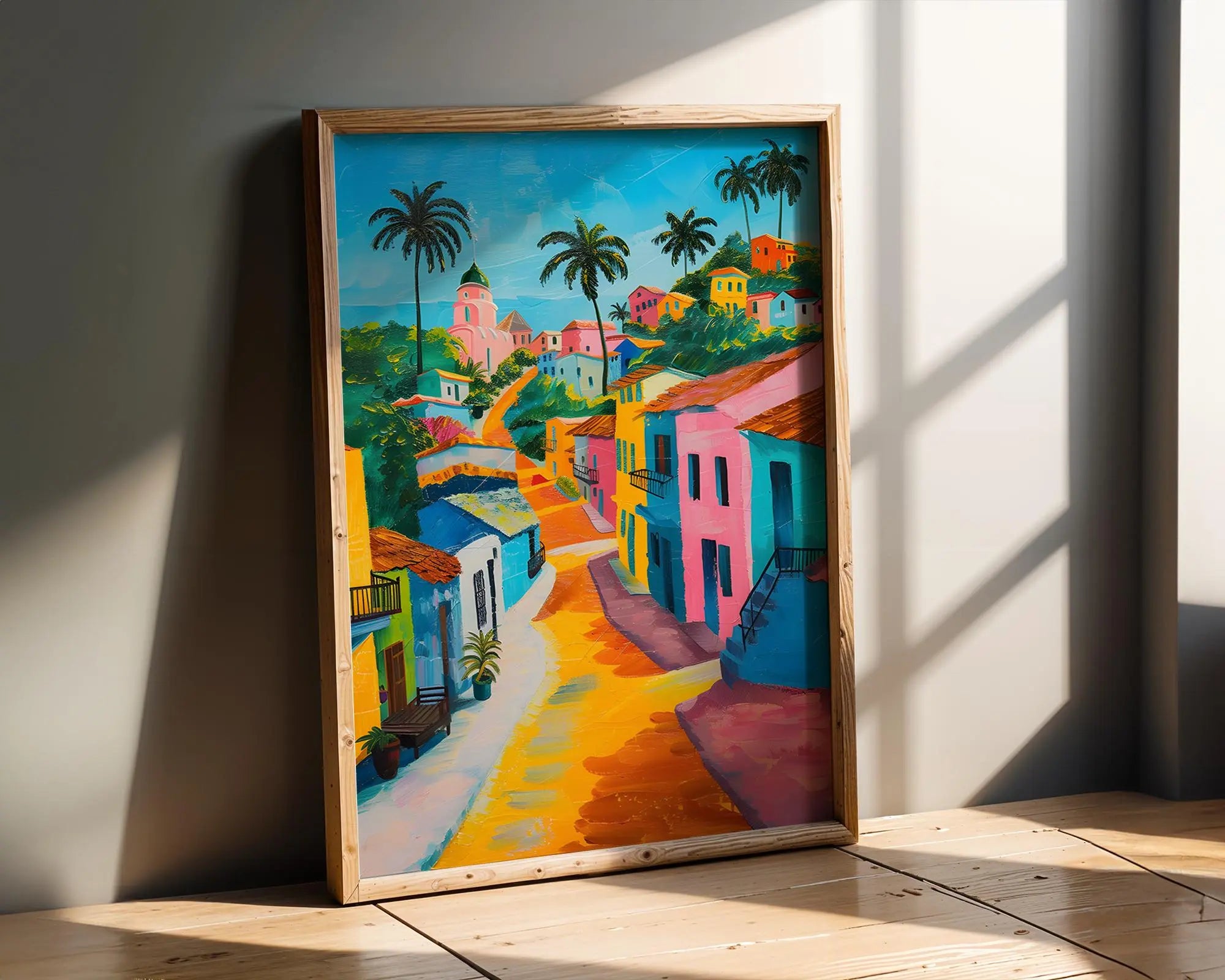 Modern Pop Art | Caribbean Street  Print | Tropical Village, Coastal Home Decor wall art print, modern home decor, unframed artwork by Nomad & Nest