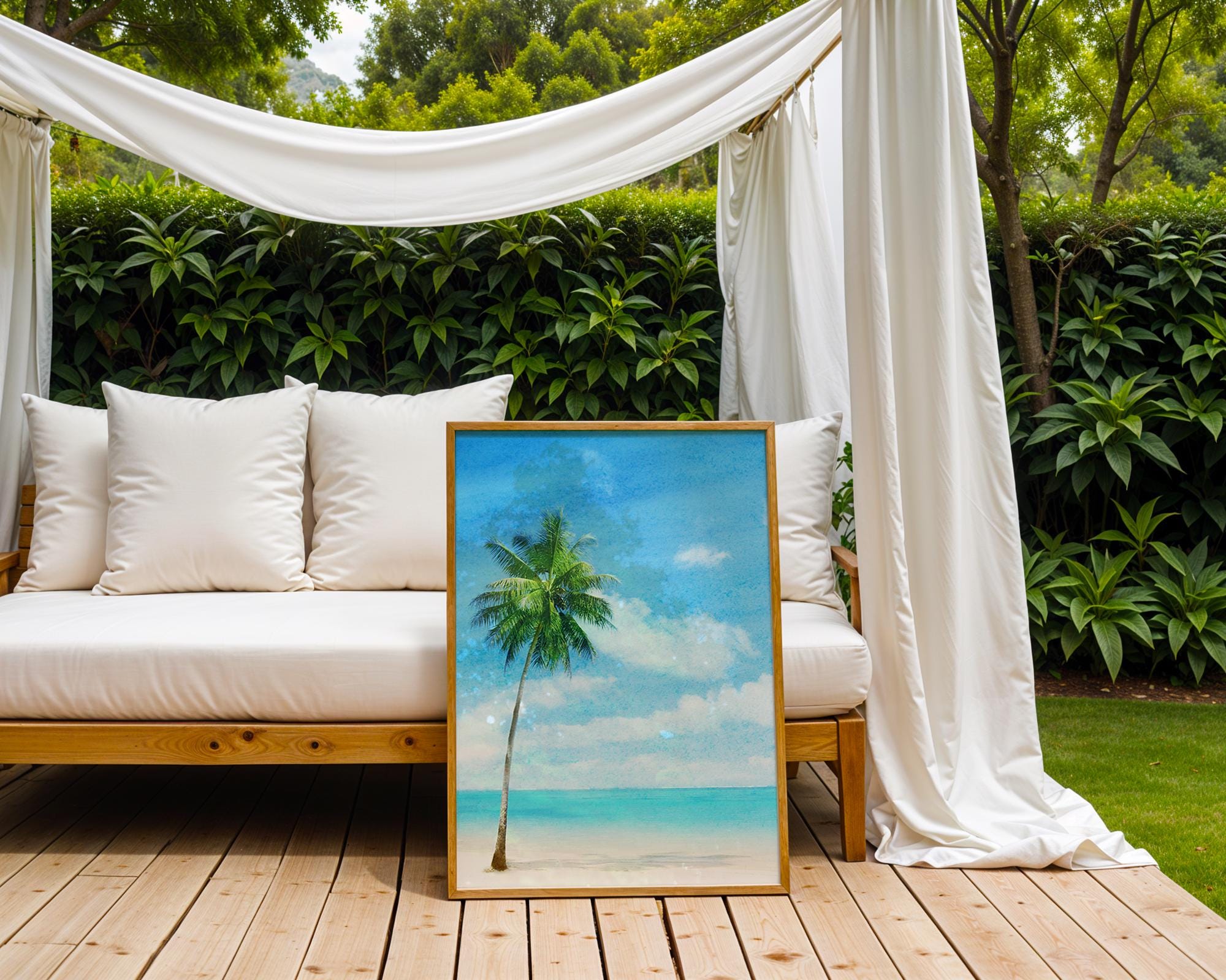 Colourful Prints | Tropical Palm Tree Beach Print • Coastal Summer Wall Art wall art print, modern home decor, unframed artwork by Nomad & Nest