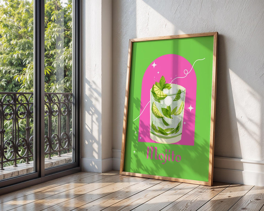 Mojito Cocktail Art Print | Tropical Bar, Summer Drink Poster wall art print, modern home decor, unframed artwork by Nomad & Nest