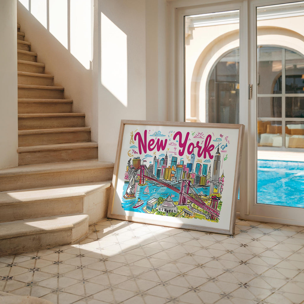 New York City Art Print | Colorful NYC Skyline Poster wall art print, modern home decor, unframed artwork by Nomad & Nest