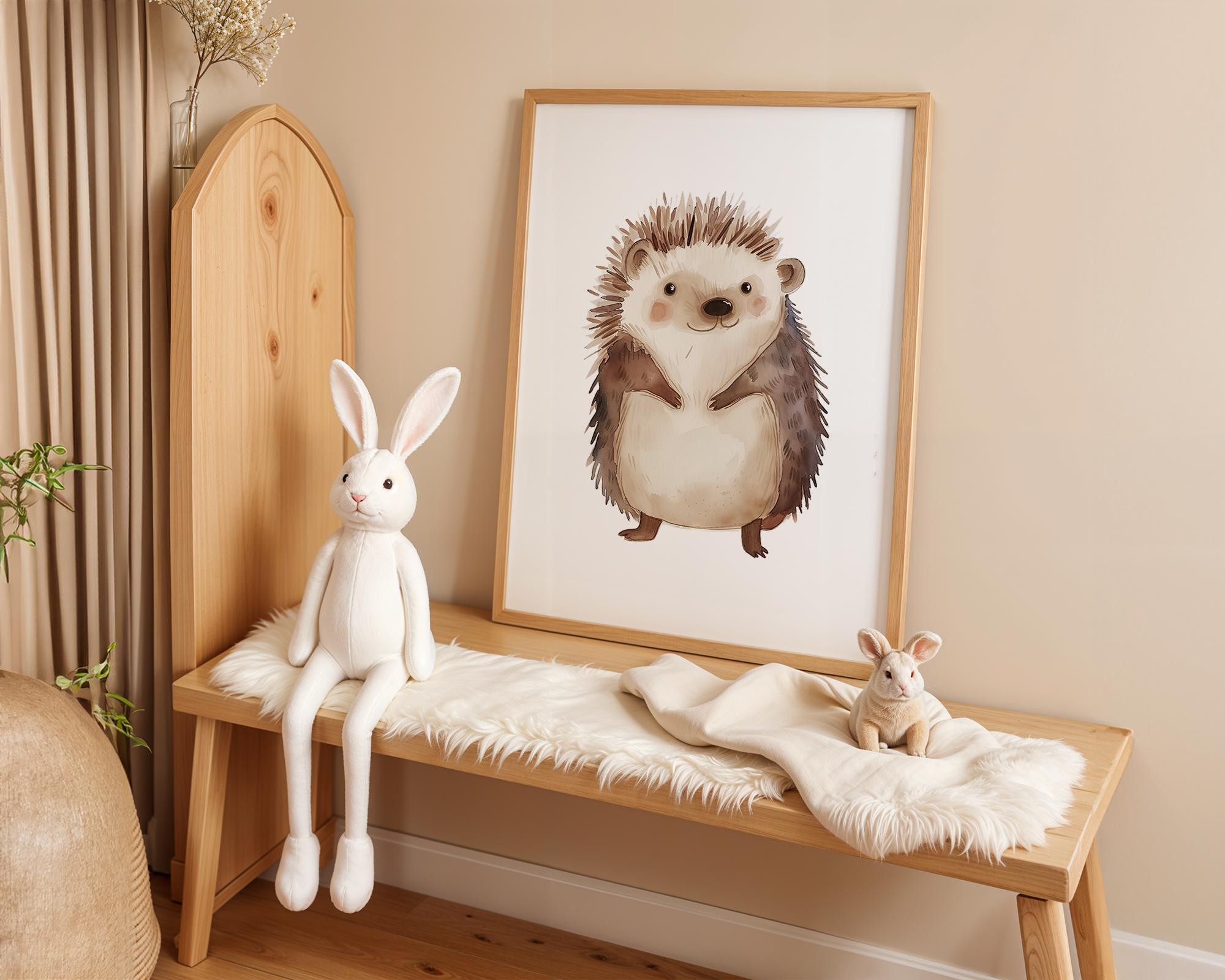 Playroom Ideas | Hedgehog Nursery Wall Art | Woodland Animal Baby Print wall art print, modern home decor, unframed artwork by Nomad & Nest
