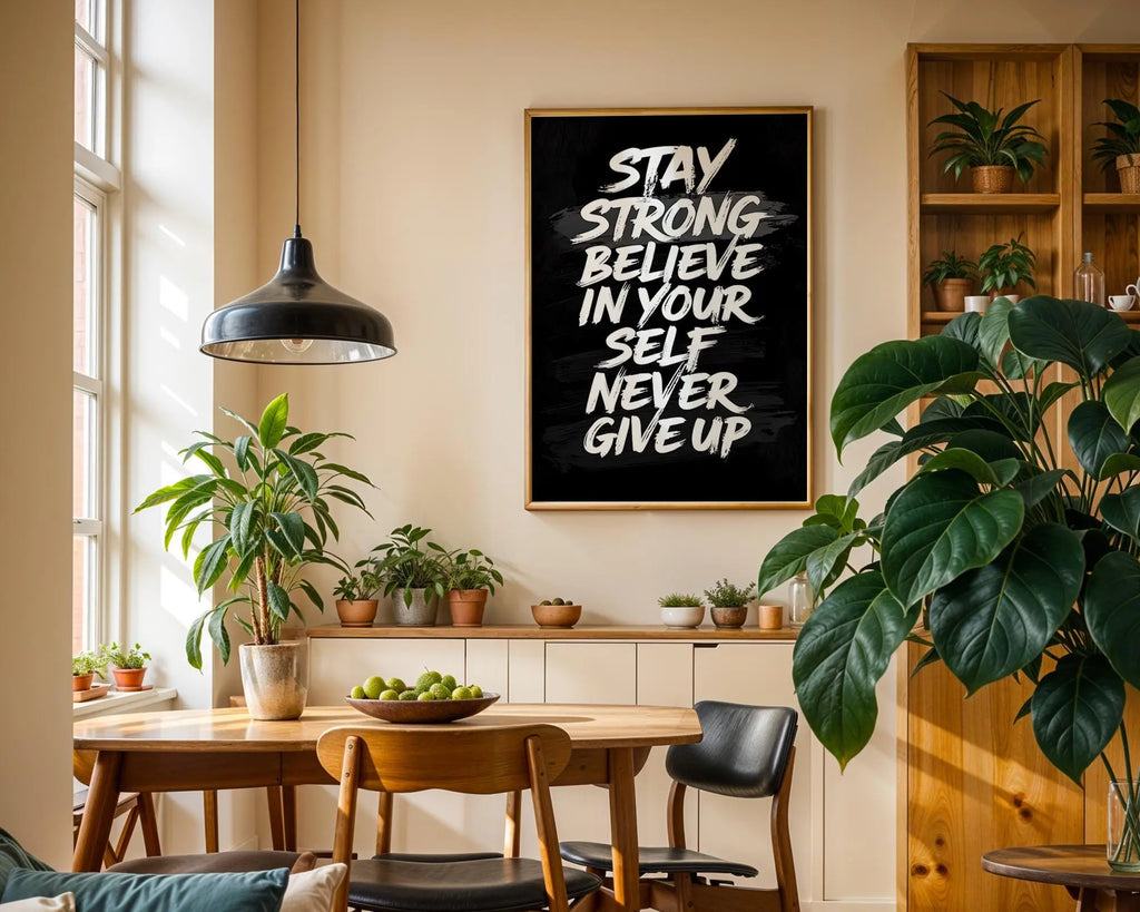 Stay Strong Typography Art Print | High Contrast Motivational Poster wall art print, modern home decor, unframed artwork by Nomad & Nest