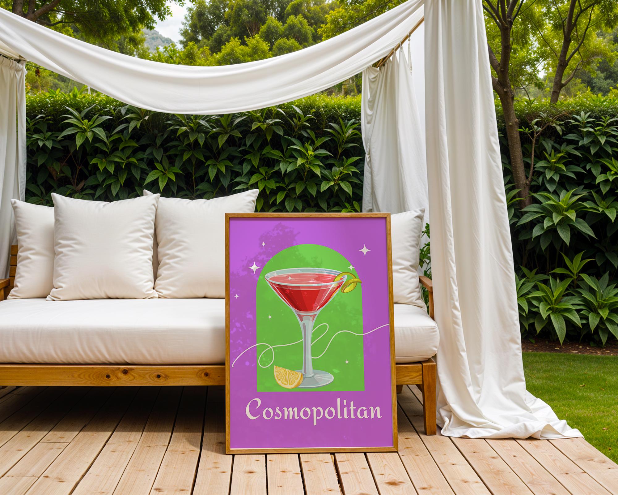 Cosmopolitan Cocktail Art Print | Modern Bar Cart Decor wall art print, modern home decor, unframed artwork by Nomad & Nest