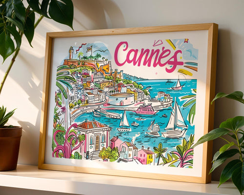 Cannes France Travel Poster | French Riviera Coastal Art Print wall art print, modern home decor, unframed artwork by Nomad & Nest