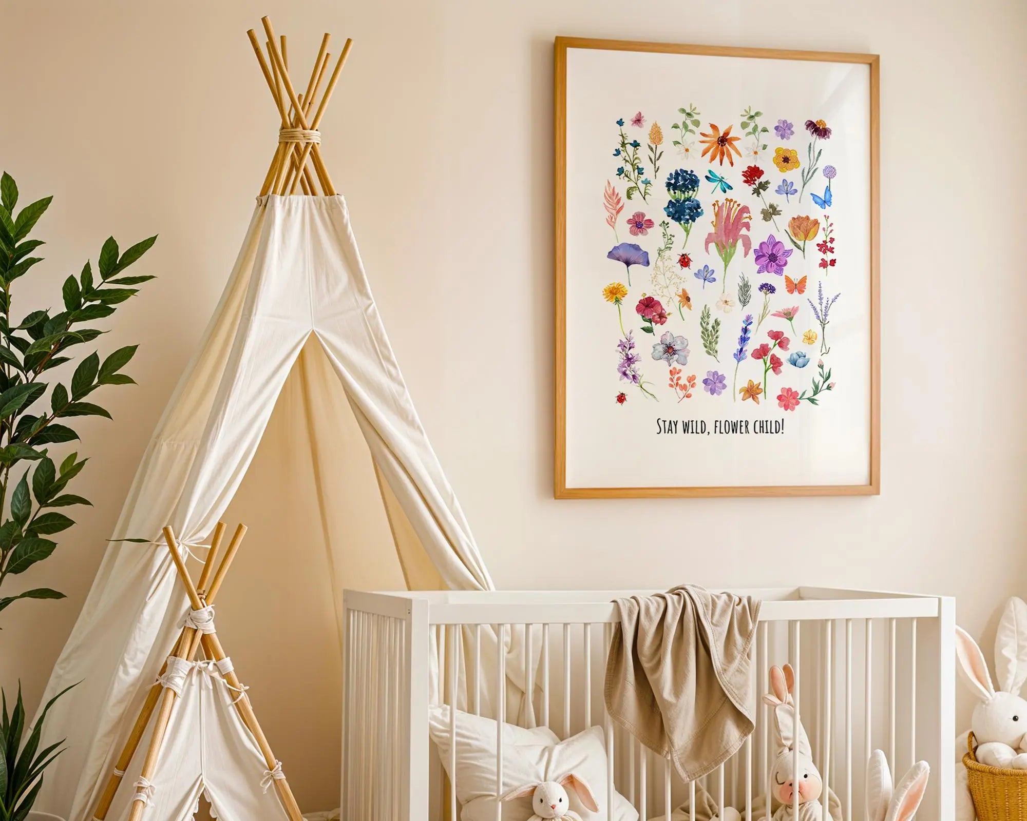 Playroom Ideas | Stay Wild Flower Child Nursery Art | Botanical Wall Print wall art print, modern home decor, unframed artwork by Nomad & Nest