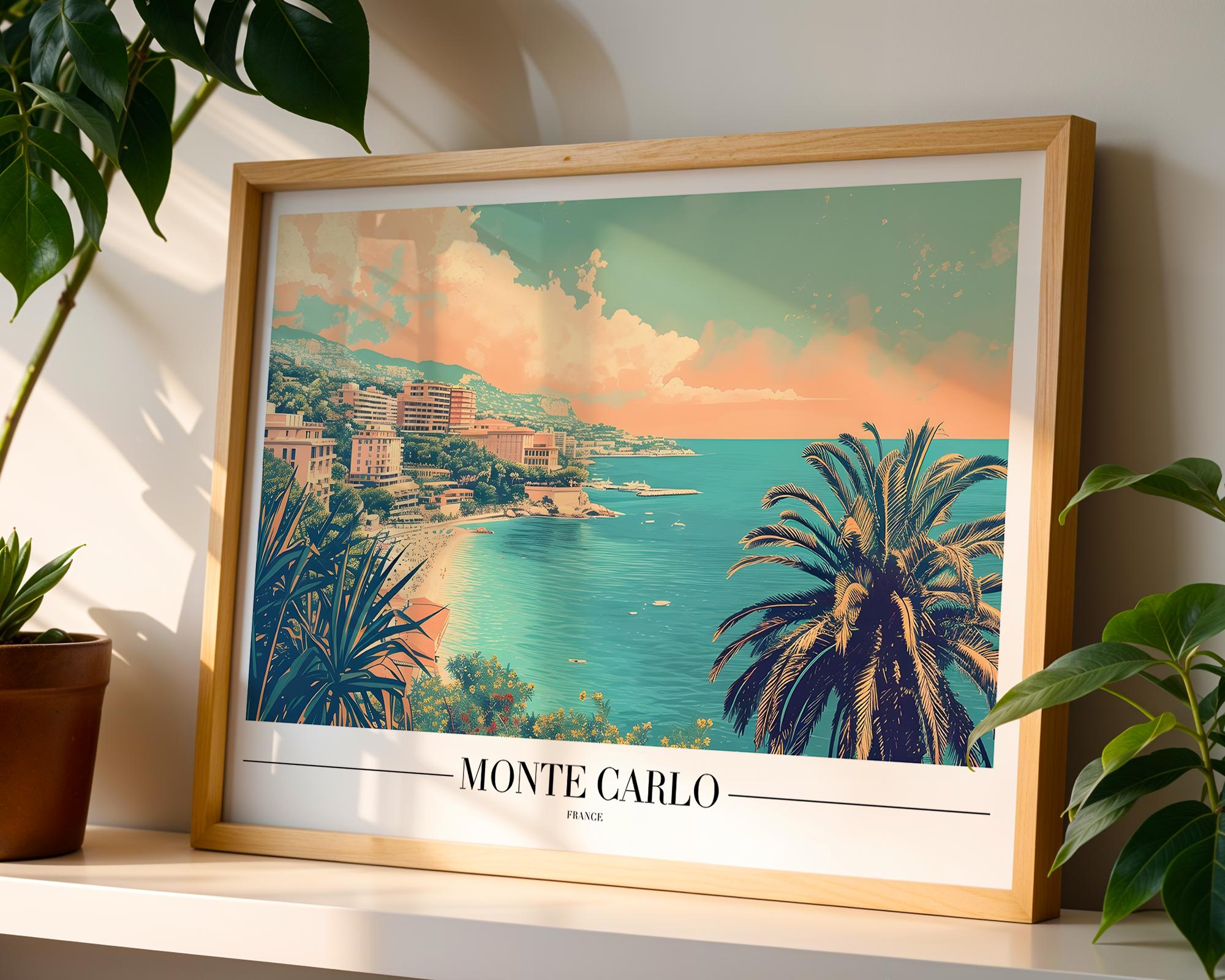 Monte Carlo Travel Poster | French Riviera Vintage Coastal Print wall art print, modern home decor, unframed artwork by Nomad & Nest