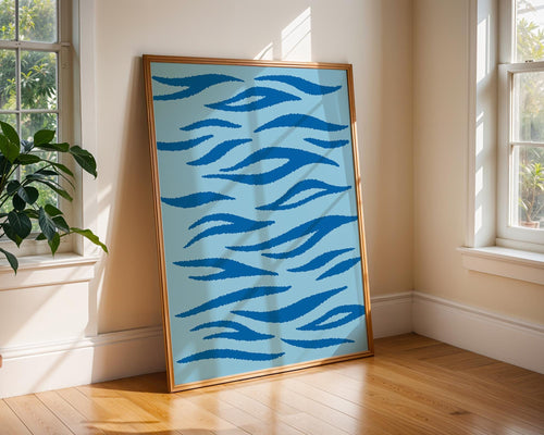 Blue Tiger Stripe Print | Abstract Animal Pattern Poster wall art print, modern home decor, unframed artwork by Nomad & Nest