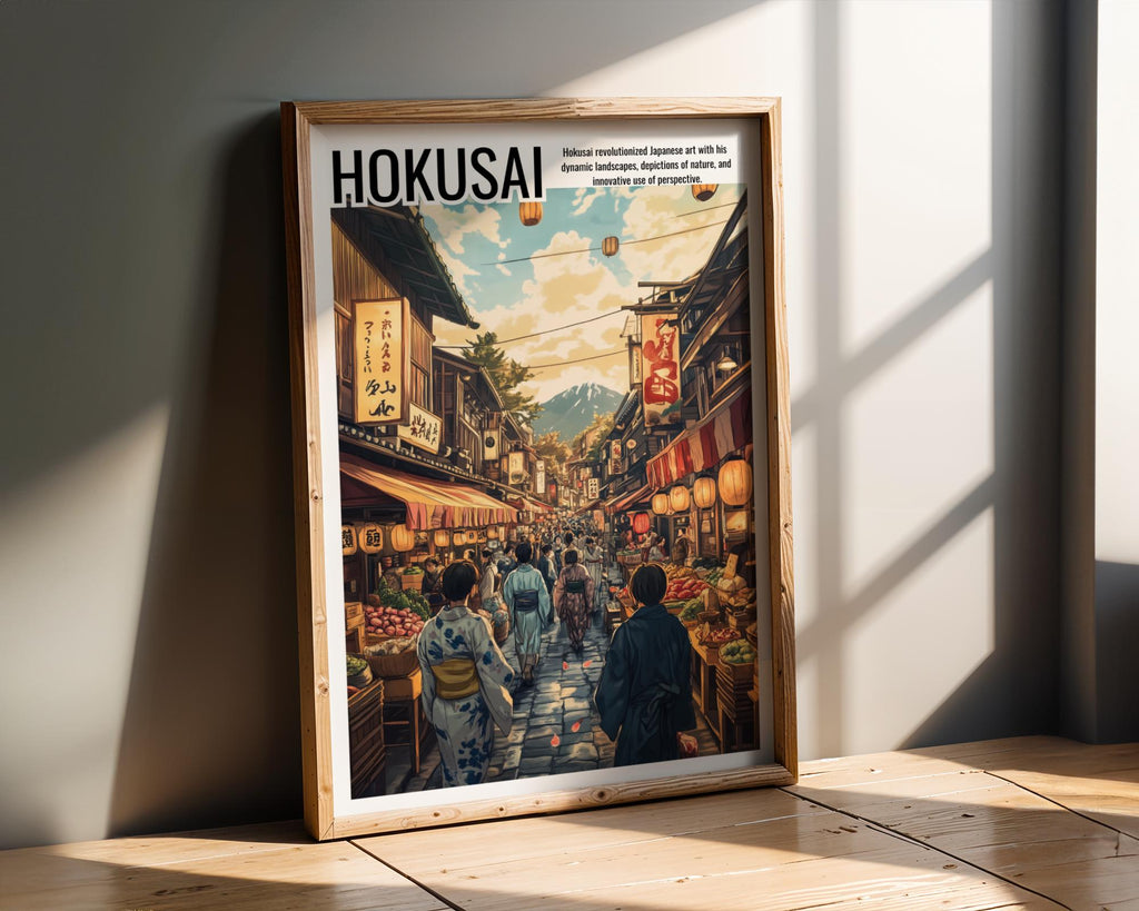 Japanese Poster | Street Market Print - Vintage Kyoto Scene, Hokusai Art wall art print, modern home decor, unframed artwork by Nomad & Nest
