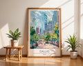 Dallas Texas Skyline Art Print | Colorful Urban Travel Poster wall art print, modern home decor, unframed artwork by Nomad & Nest