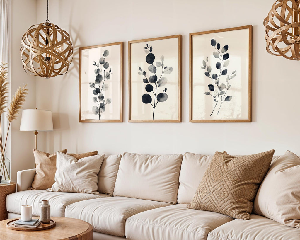 Eucalyptus Line Art Print Set | Modern Botanical Wall Decor wall art print, modern home decor, unframed artwork by Nomad & Nest