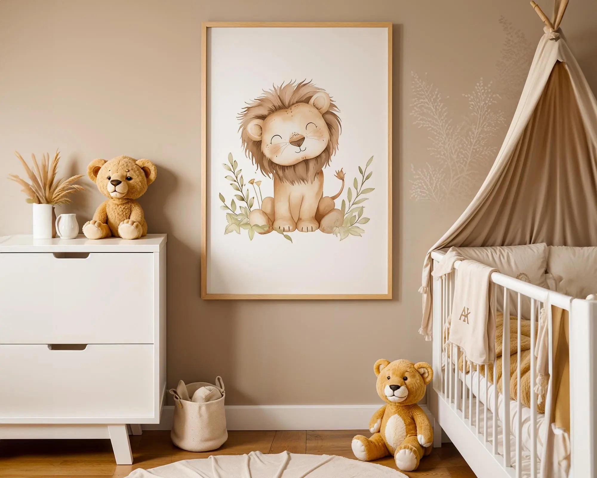Playroom Ideas | Lion Nursery Wall Art | Jungle Animal Baby Cub Illustration wall art print, modern home decor, unframed artwork by Nomad & Nest