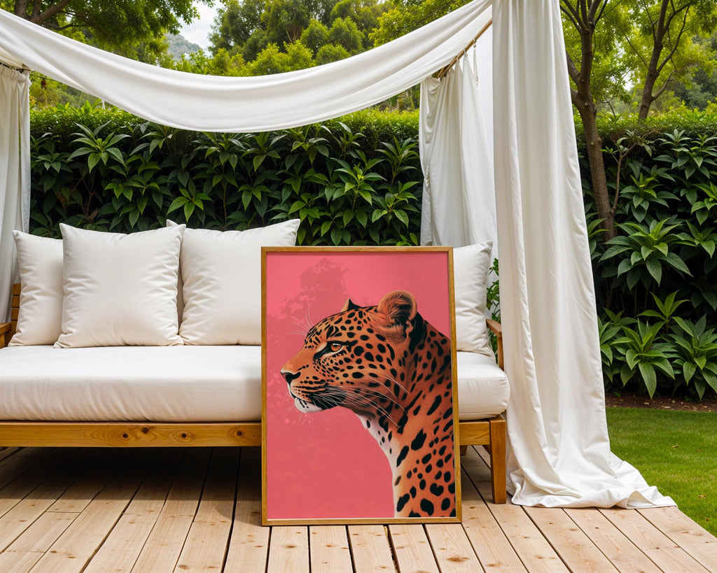 Pink Leopard Portrait Print | Modern Jungle Wall Art wall art print, modern home decor, unframed artwork by Nomad & Nest