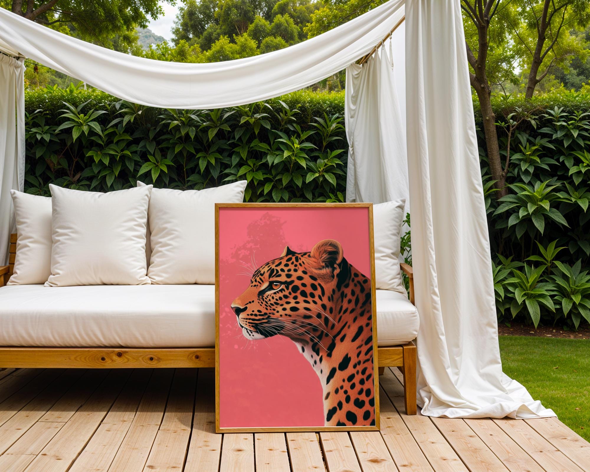 Pink Leopard Portrait Print | Modern Jungle Wall Art wall art print, modern home decor, unframed artwork by Nomad & Nest