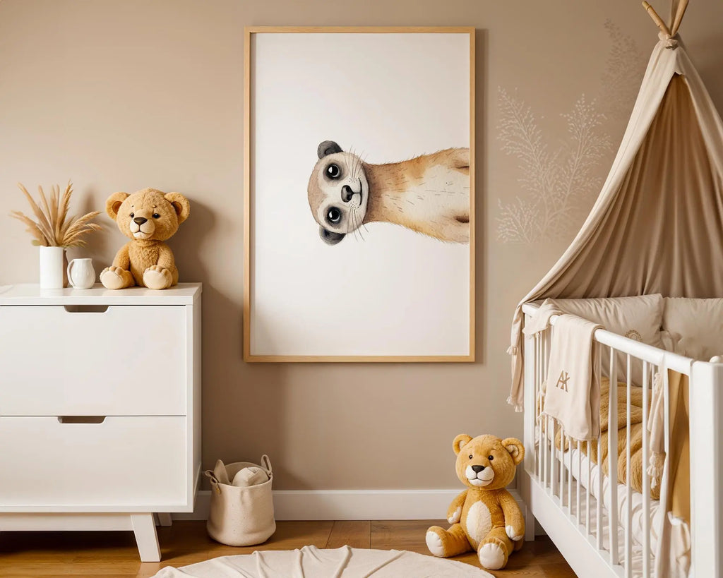 Playroom Ideas | Meerkat Nursery Wall Art | Safari Animal Baby Decor wall art print, modern home decor, unframed artwork by Nomad & Nest