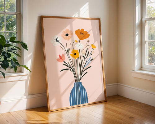 Abstract Floral Bouquet Print | Mid-Century Modern Vase Art wall art print, modern home decor, unframed artwork by Nomad & Nest