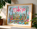 Tokyo Japan Art Print | Colorful Cityscape Poster wall art print, modern home decor, unframed artwork by Nomad & Nest