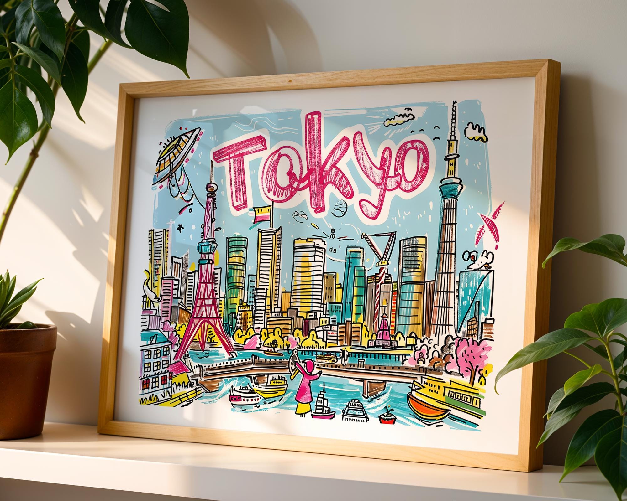 Tokyo Japan Art Print | Colorful Cityscape Poster wall art print, modern home decor, unframed artwork by Nomad & Nest