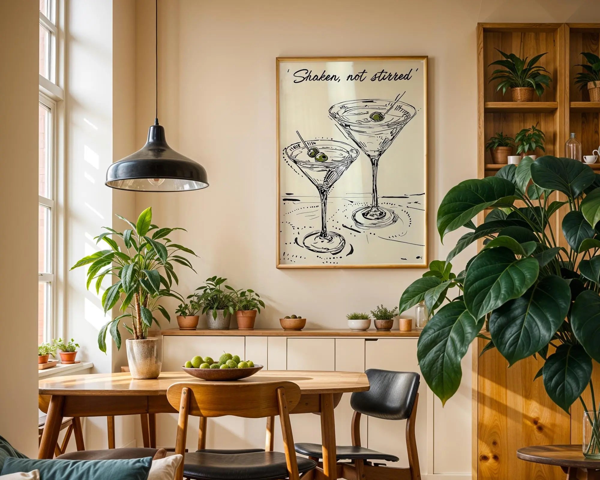Martini Line Drawing Print – 'Shaken Not Stirred' Cocktail Art wall art print, modern home decor, unframed artwork by Nomad & Nest