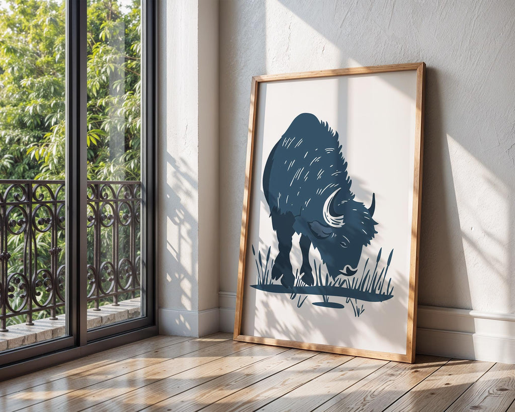Minimalist Bison Print | Modern Wildlife Art, Western Decor wall art print, modern home decor, unframed artwork by Nomad & Nest