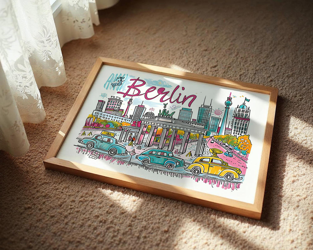 Berlin Cityscape Art Print | Vibrant German Travel Poster wall art print, modern home decor, unframed artwork by Nomad & Nest
