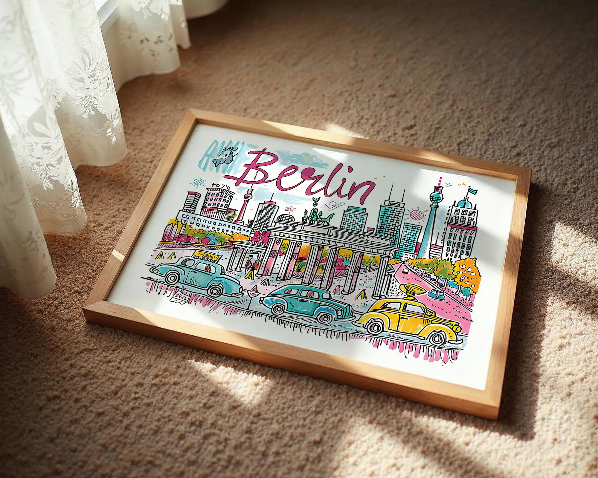 Berlin Cityscape Art Print | Vibrant German Travel Poster wall art print, modern home decor, unframed artwork by Nomad & Nest