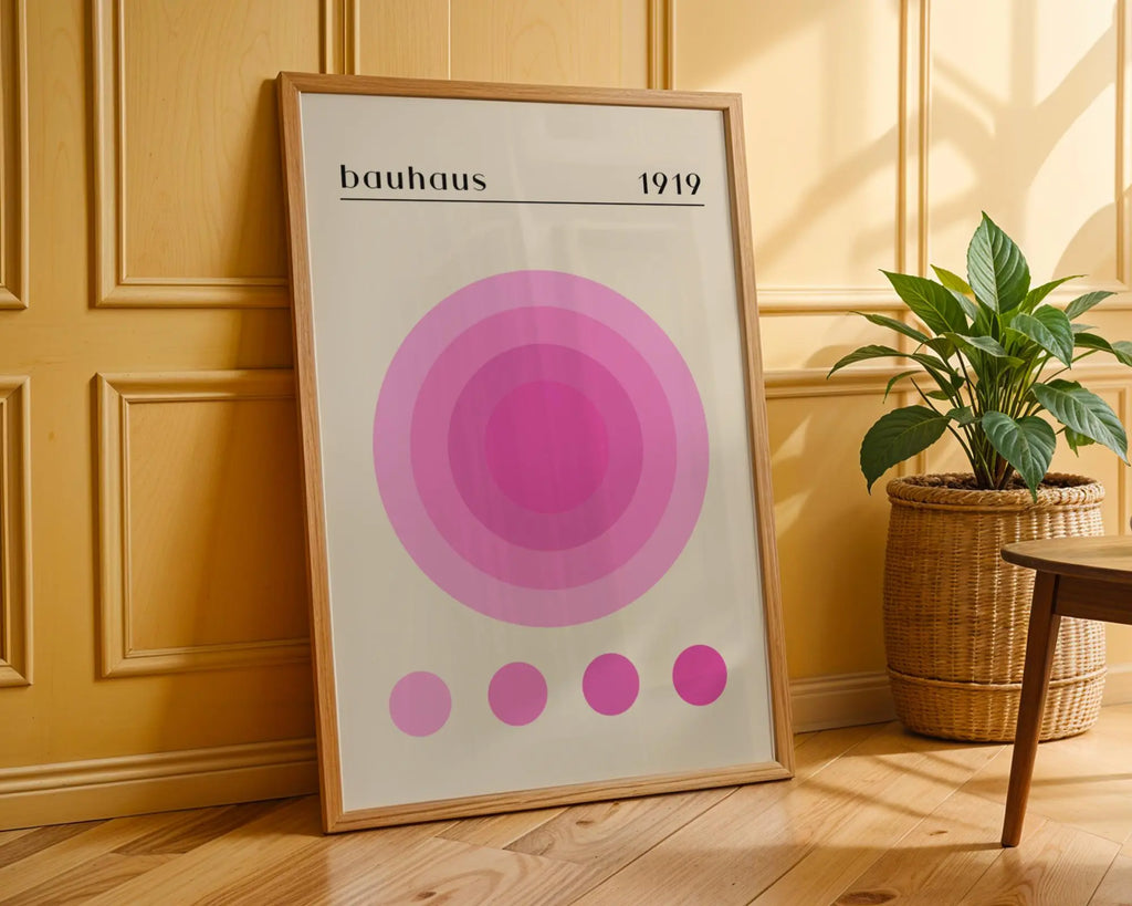 Bauhaus Poster Circle Art Print | Pink Geometric Shapes wall art print, modern home decor, unframed artwork by Nomad & Nest