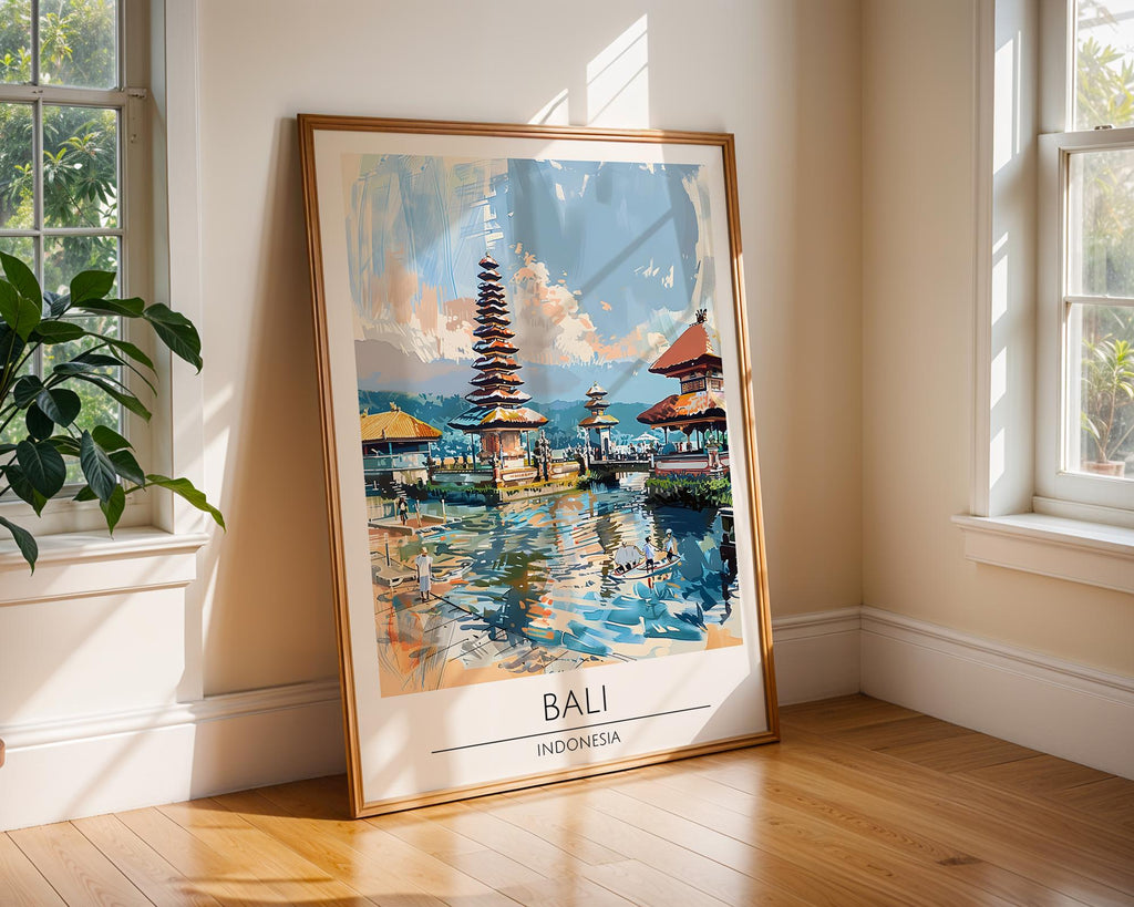 Bali Temple Art Print | Tranquil Indonesian Landscape Poster wall art print, modern home decor, unframed artwork by Nomad & Nest