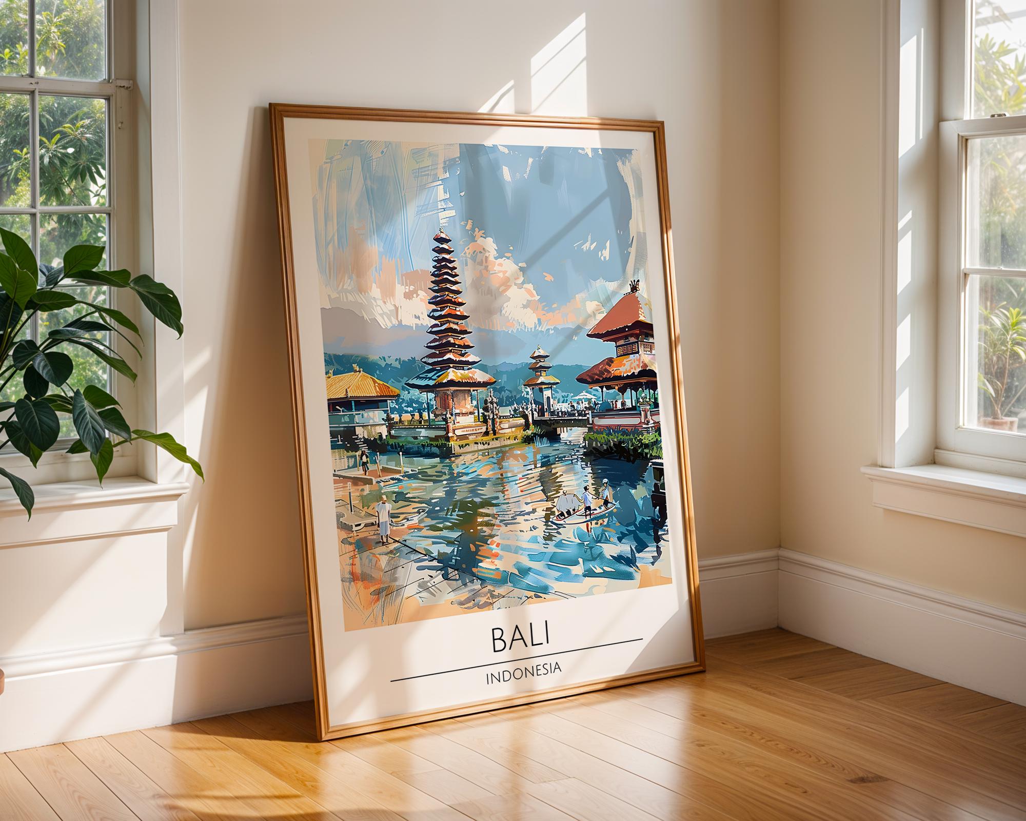 Bali Temple Art Print | Tranquil Indonesian Landscape Poster wall art print, modern home decor, unframed artwork by Nomad & Nest