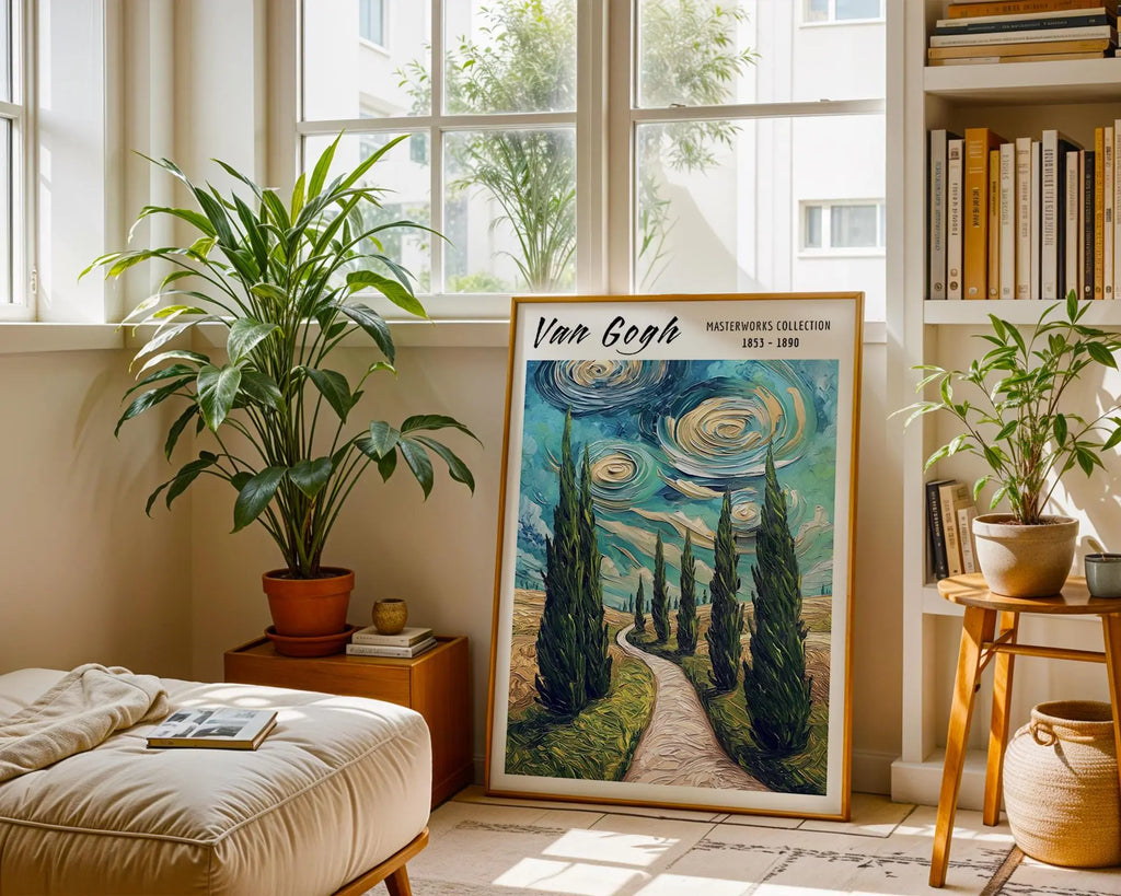Van Gogh Print | Cypress Trees  | Impressionist Landscape Art wall art print, modern home decor, unframed artwork by Nomad & Nest
