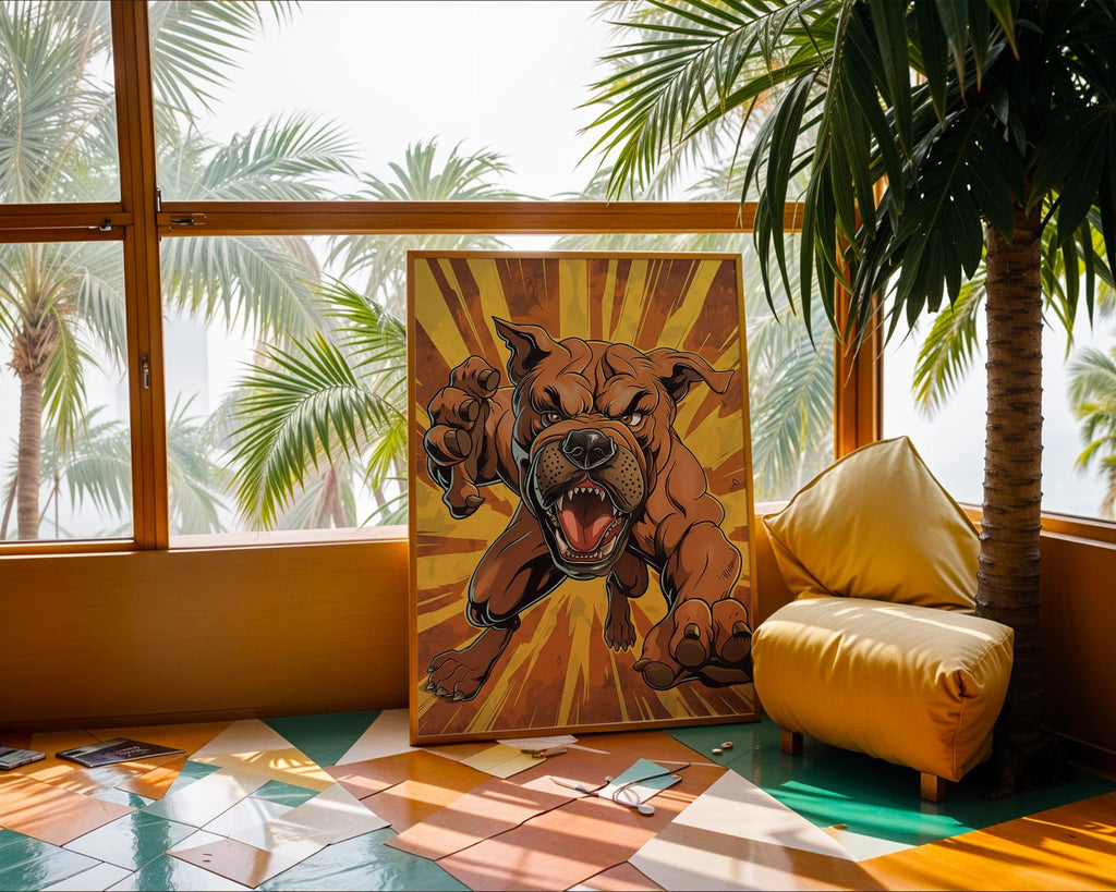 Pop Art Bulldog Poster | Superhero Comic Style Print wall art print, modern home decor, unframed artwork by Nomad & Nest