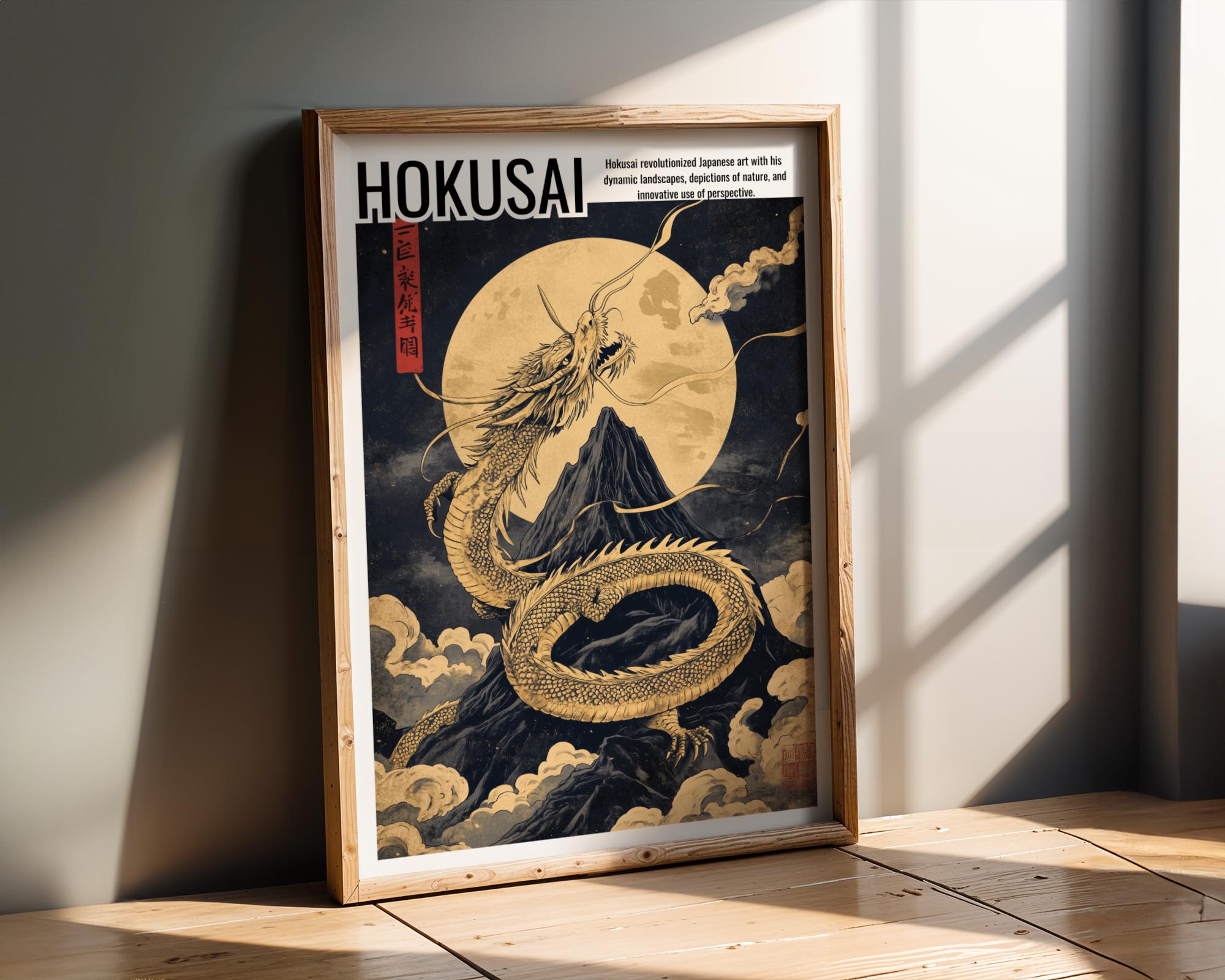 Japanese Poster | Dragon Art Print - Hokusai Style Oriental Wall Decor wall art print, modern home decor, unframed artwork by Nomad & Nest