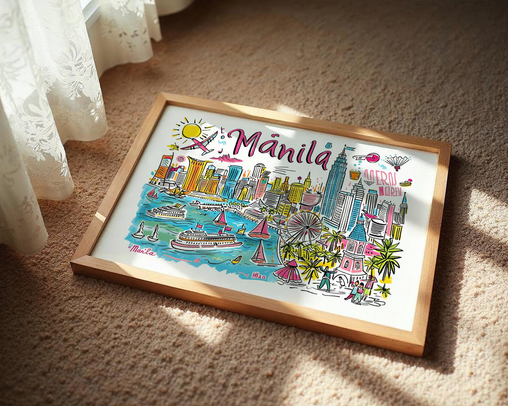 Manila Philippines Art Print | Colorful Cityscape Travel Poster wall art print, modern home decor, unframed artwork by Nomad & Nest