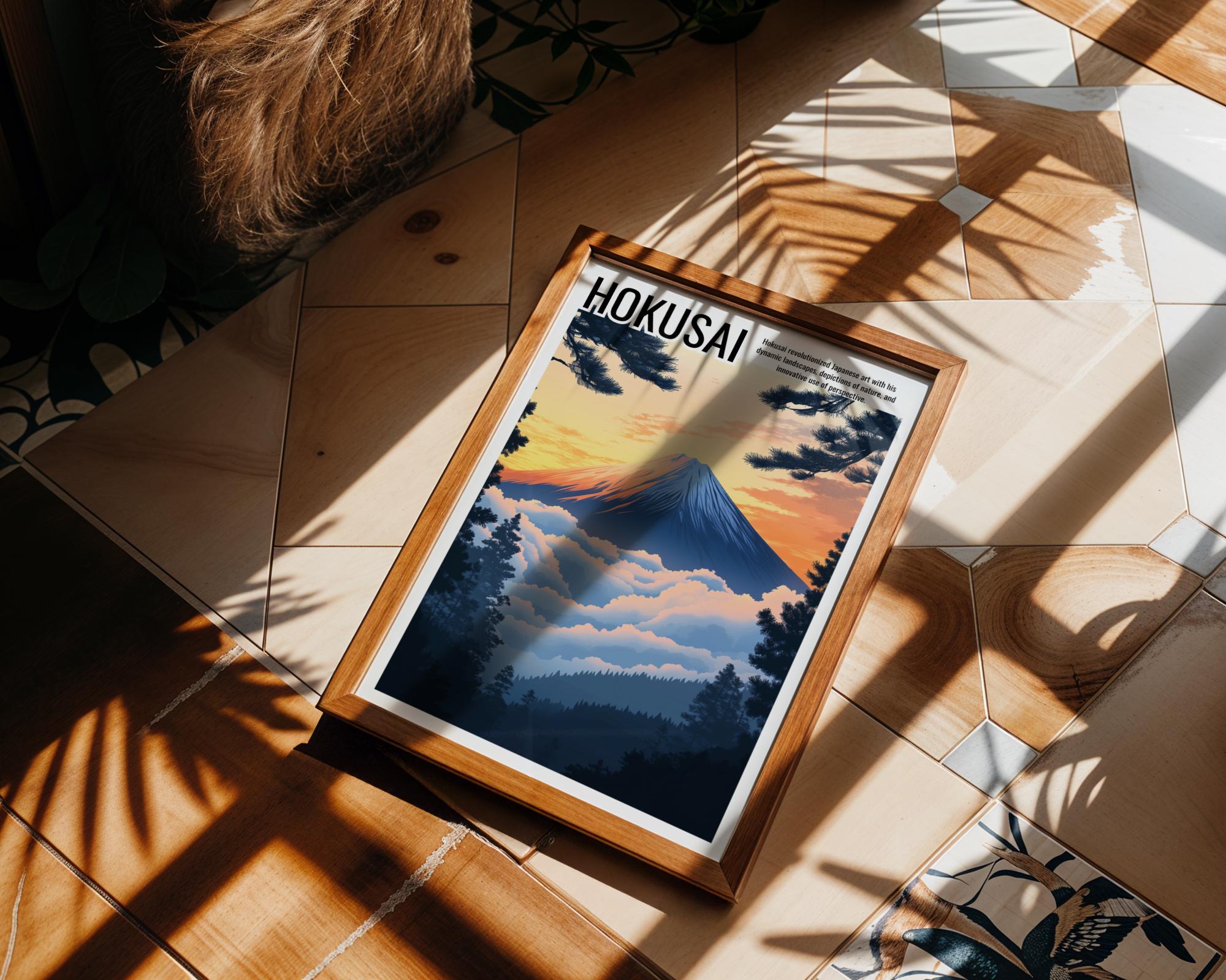 Japanese Poster | Mount Fuji Sunset Print – Hokusai  Landscape Art wall art print, modern home decor, unframed artwork by Nomad & Nest