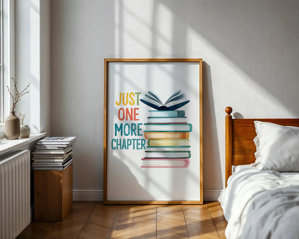 Book Lover Print – "Just One More Chapter" Wall Art wall art print, modern home decor, unframed artwork by Nomad & Nest