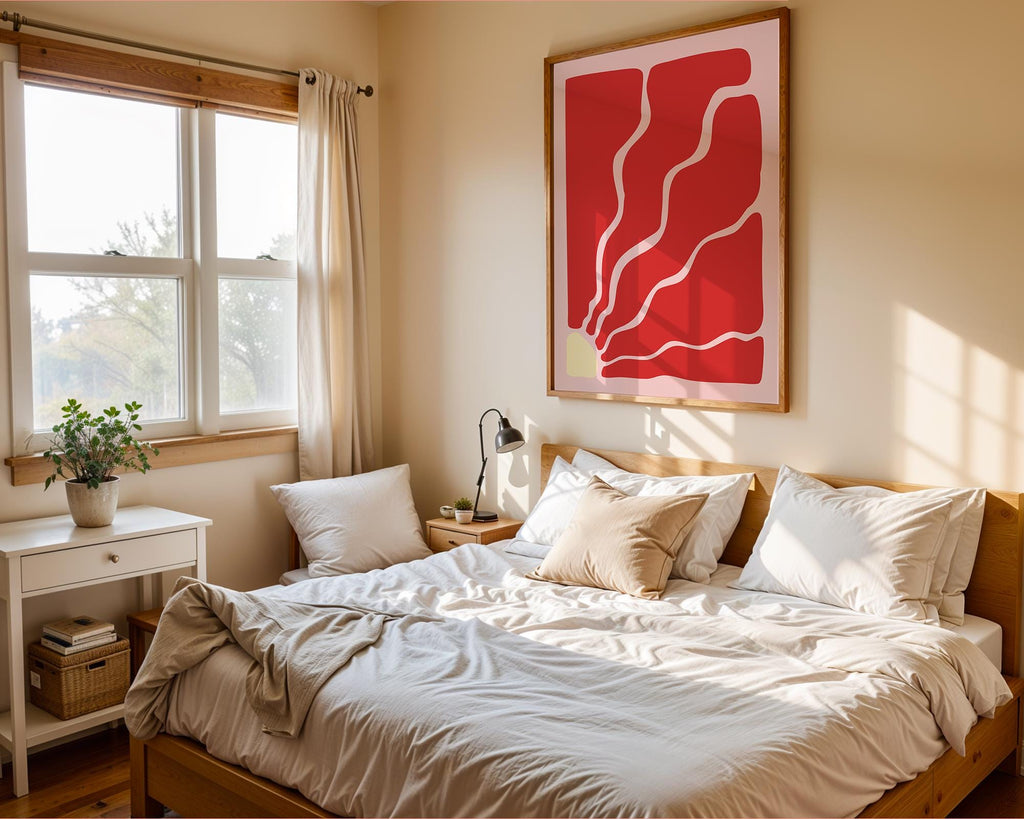 Abstract Red Flowing Lines Print | Mid Century Modern Art wall art print, modern home decor, unframed artwork by Nomad & Nest
