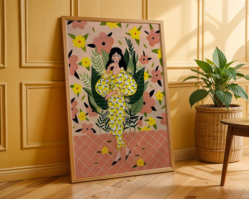 Lemon Outfit Fashion Illustration Art Print | Botanical Decor wall art print, modern home decor, unframed artwork by Nomad & Nest