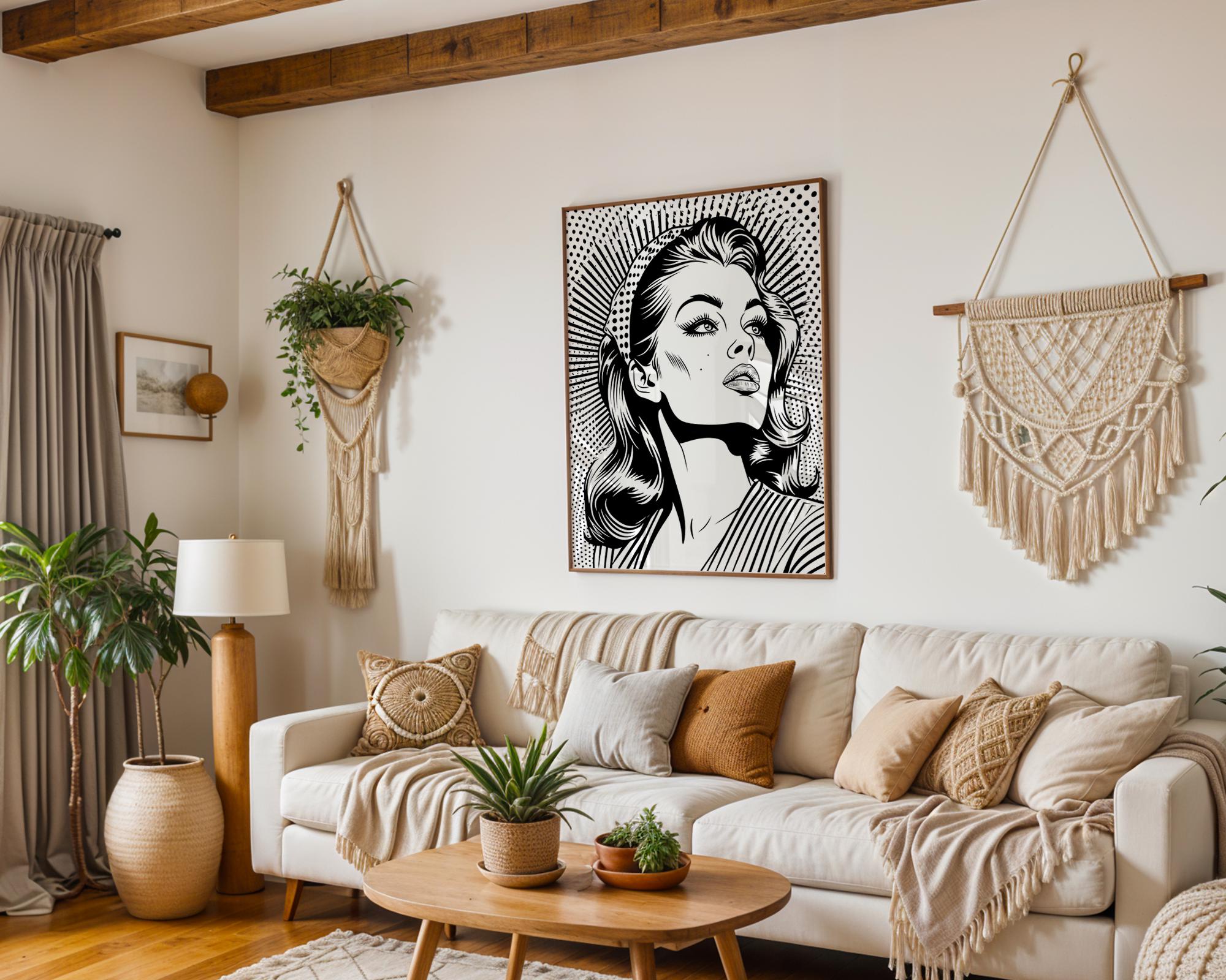 Modern Pop Art | Vintage  Woman Print | Retro Comic Book Style Poster wall art print, modern home decor, unframed artwork by Nomad & Nest