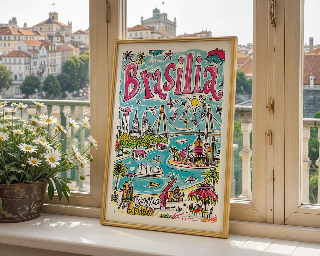 Brasilia Brazil Art Print | Tropical Cityscape Poster wall art print, modern home decor, unframed artwork by Nomad & Nest