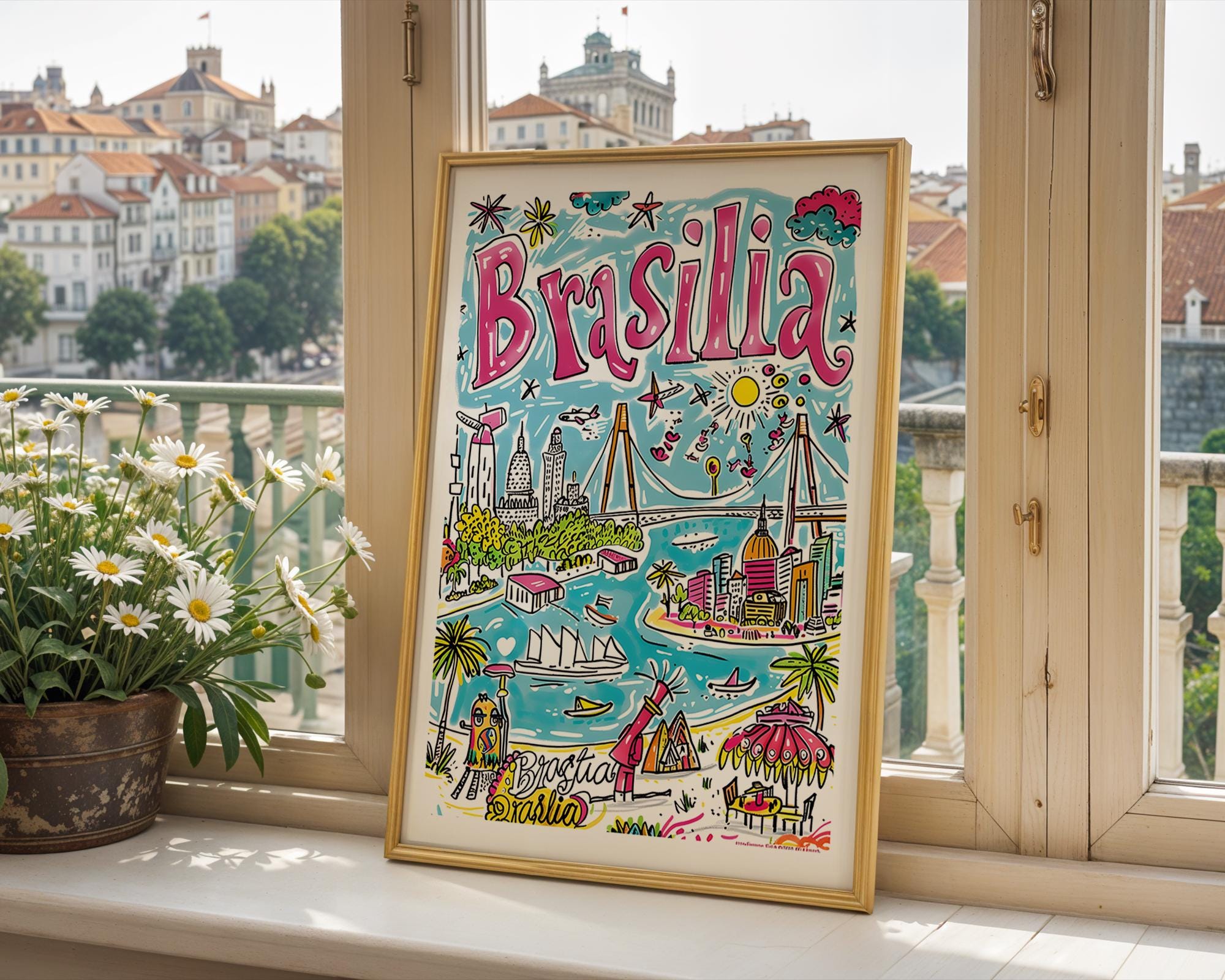 Brasilia Brazil Art Print | Tropical Cityscape Poster wall art print, modern home decor, unframed artwork by Nomad & Nest