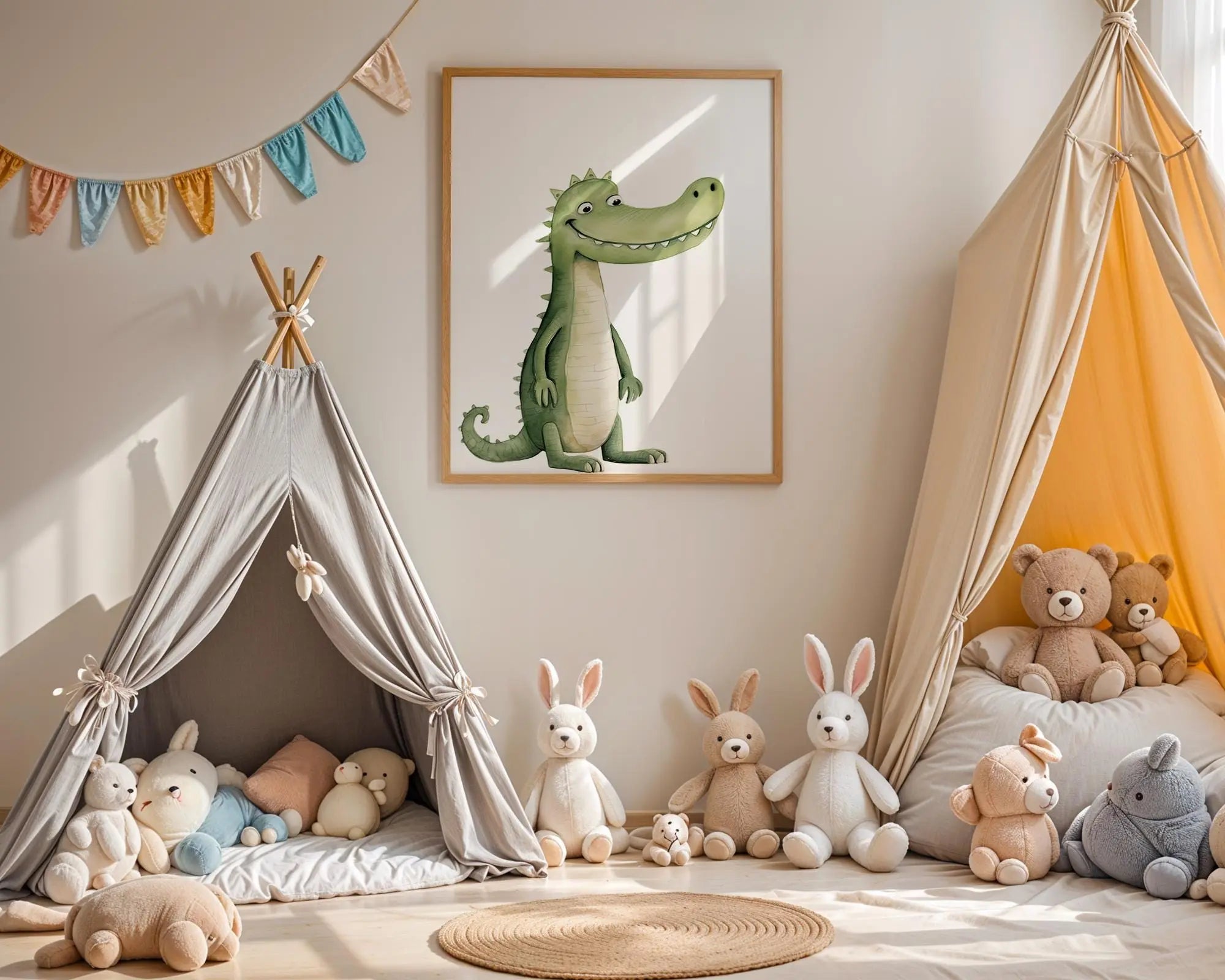 Playroom Ideas | Crocodile Nursery Wall Art | Jungle Animal Baby Illustration wall art print, modern home decor, unframed artwork by Nomad & Nest