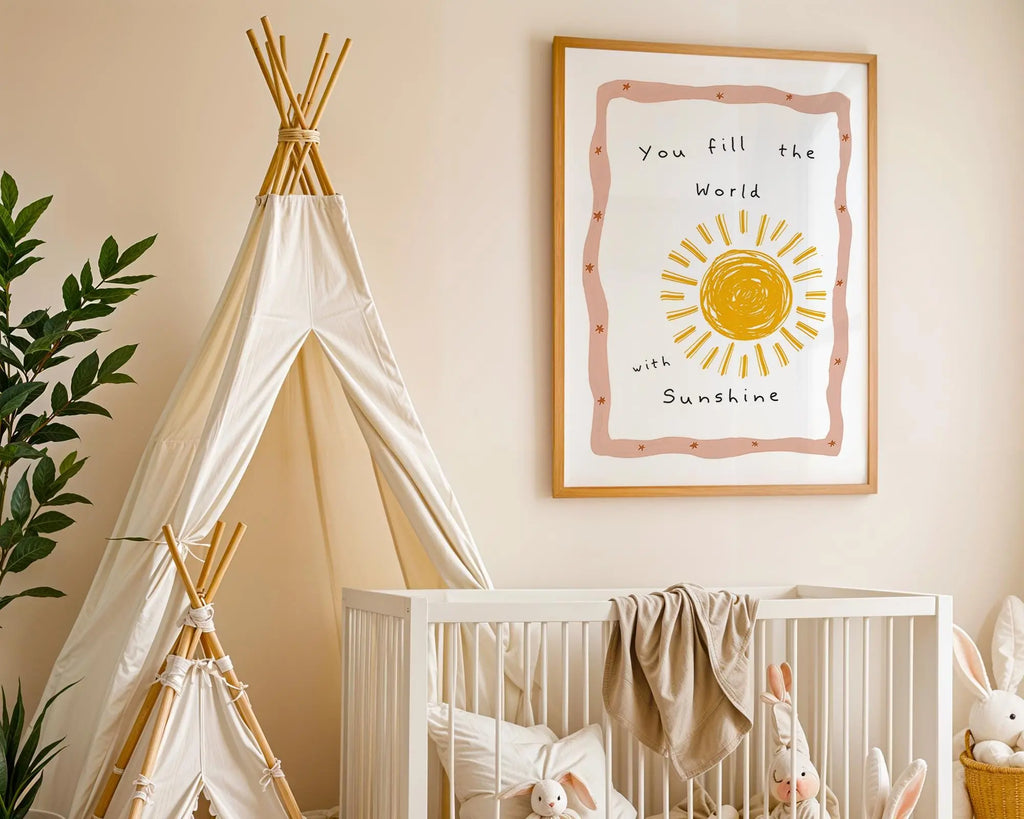 Playroom Ideas | Fill The World With Sunshine Nursery Wall Art | Boho Sun Print wall art print, modern home decor, unframed artwork by Nomad & Nest