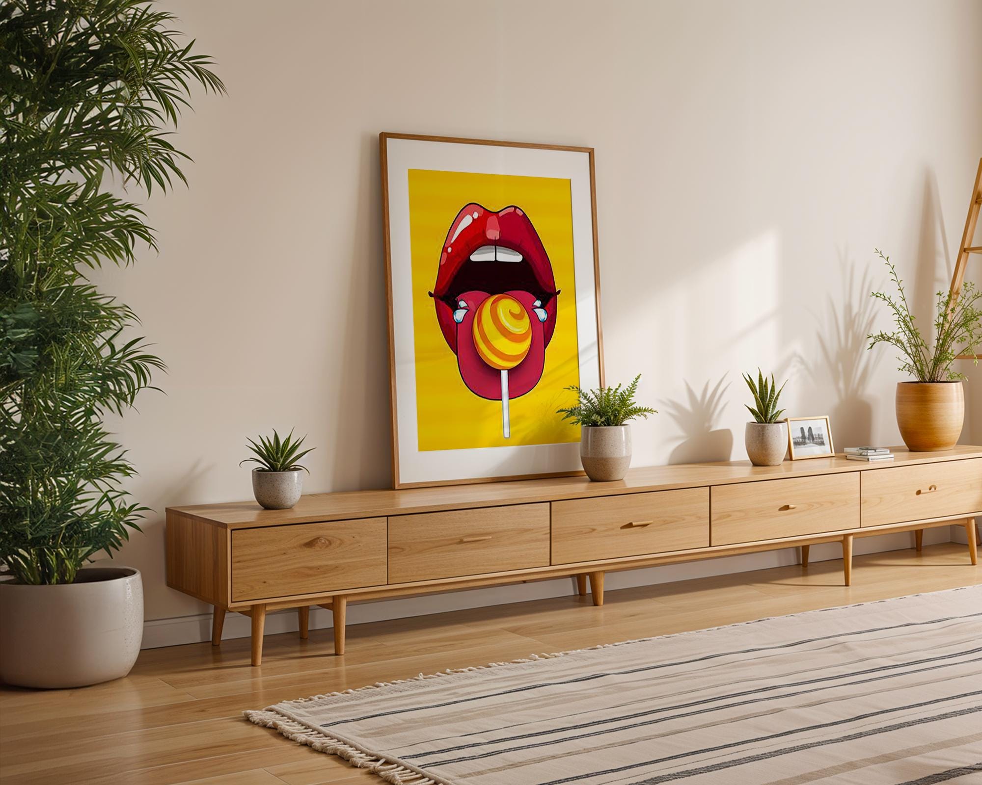 Modern Pop Art | Lollipop Print | Retro Lips Dopamine Decor wall art print, modern home decor, unframed artwork by Nomad & Nest