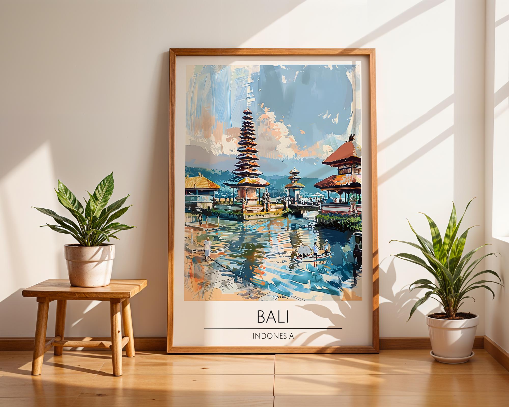 Bali Temple Art Print | Tranquil Indonesian Landscape Poster wall art print, modern home decor, unframed artwork by Nomad & Nest