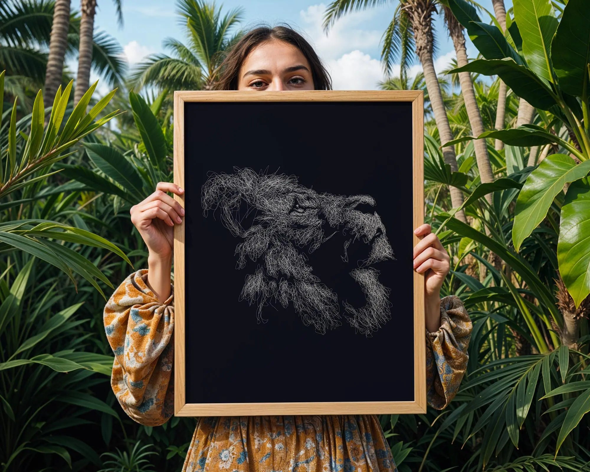 Lion Line Art Print | Abstract Minimalist Animal Poster wall art print, modern home decor, unframed artwork by Nomad & Nest