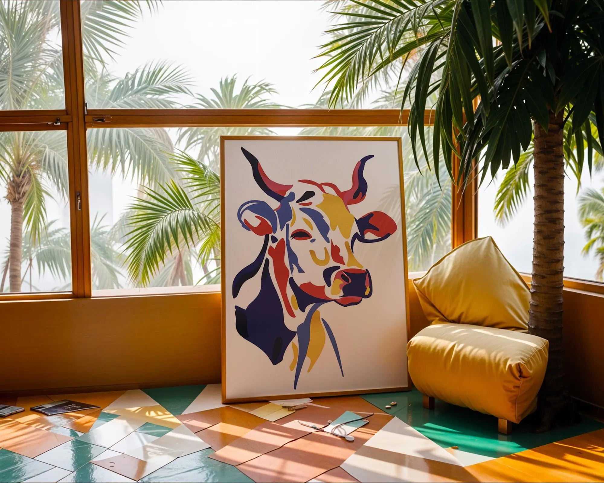 Pop Art Cow Print | Colorful Farmhouse Animal Poster wall art print, modern home decor, unframed artwork by Nomad & Nest