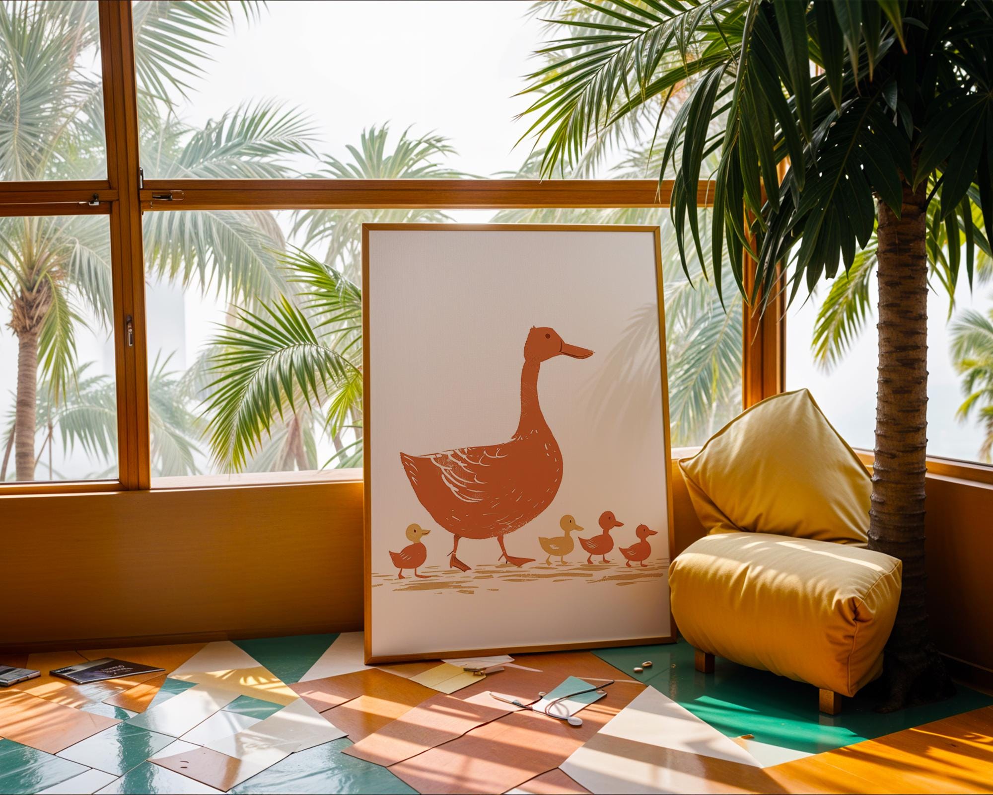 Geese Family Art Print | Rustic Nature Wall Decor wall art print, modern home decor, unframed artwork by Nomad & Nest