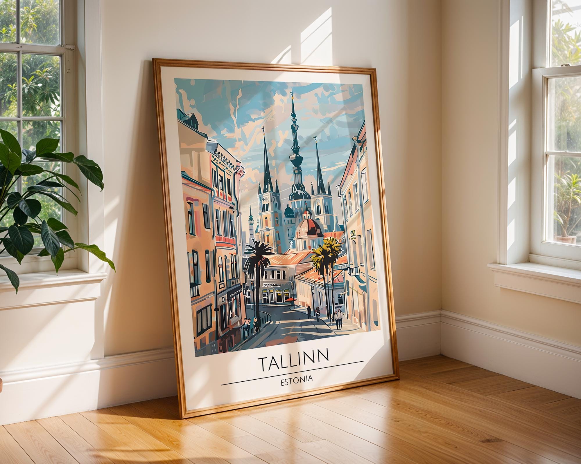 Tallinn Estonia Skyline Poster | Colorful Baltic Travel Art wall art print, modern home decor, unframed artwork by Nomad & Nest