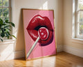 Pop Art Lips Lollipop Print | Retro Glam Bedroom Decor wall art print, modern home decor, unframed artwork by Nomad & Nest