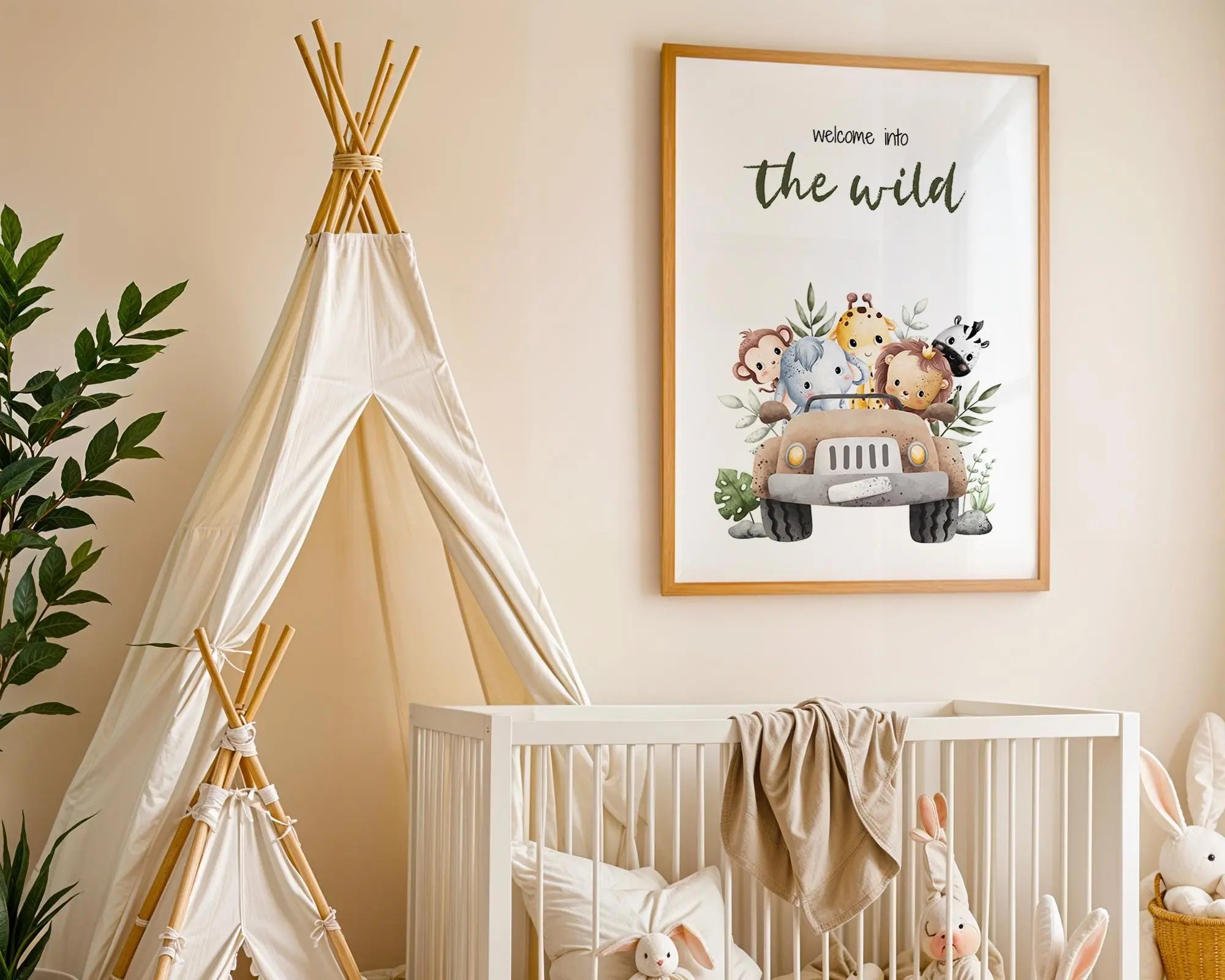 Playroom Ideas | Welcome Into The Wild Nursery Art | Safari Adventure Print wall art print, modern home decor, unframed artwork by Nomad & Nest