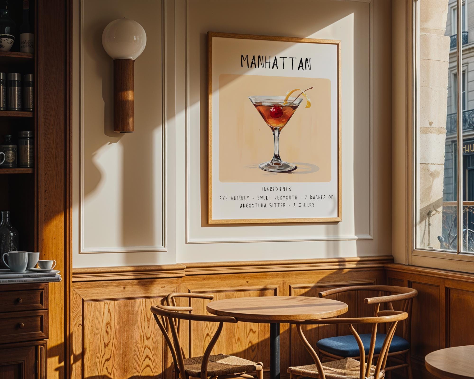 Manhattan Cocktail Art Print | Minimalist Bar Cart Decor wall art print, modern home decor, unframed artwork by Nomad & Nest